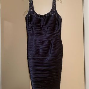 Adrianna Papell Rouched Blue Sequined Dress